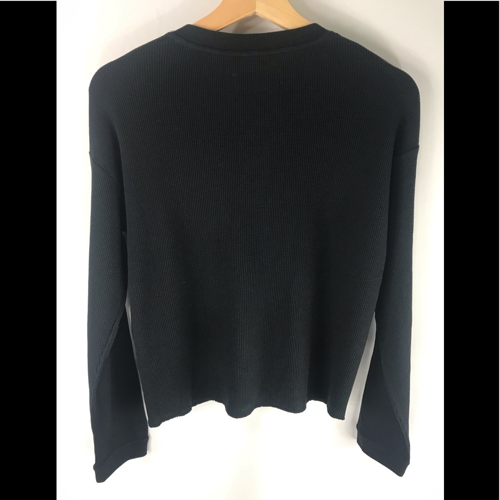 Everlane Women's Cotton Waffle Henley Thermal Tee Washed Black - Picture 6 of 6